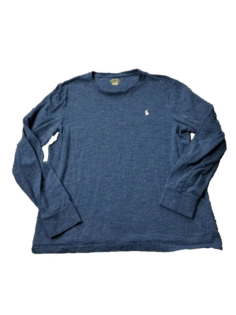 Polo Ralph Lauren T Shirt Mens L Large  Slim Fit Cotton Long Sleeve Blue Custom